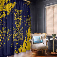 Personalized Bison Buffalo Soldiers Window Curtain American Heroes - Blue Grunge Style - Wonder Print Shop