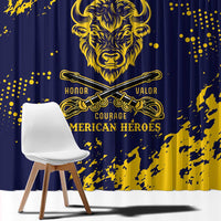Personalized Bison Buffalo Soldiers Window Curtain American Heroes - Blue Grunge Style - Wonder Print Shop
