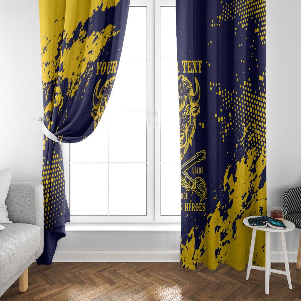 Personalized Bison Buffalo Soldiers Window Curtain American Heroes - Blue Grunge Style - Wonder Print Shop