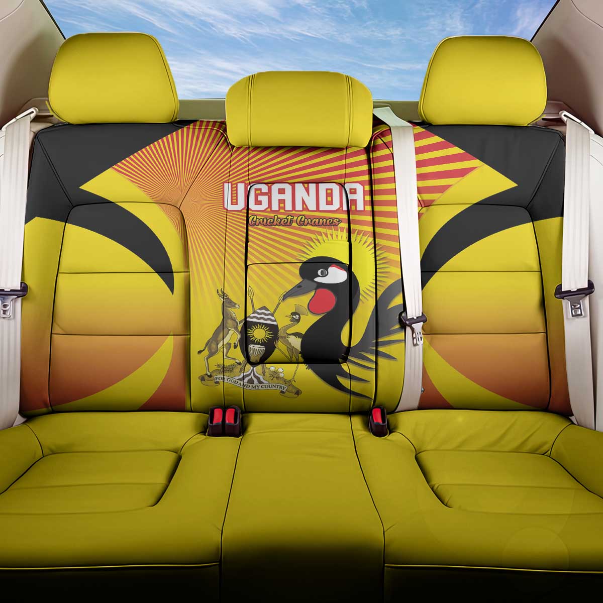Uganda Cricket Back Car Seat Cover Go Cricket Cranes Go - Wonder Print Shop
