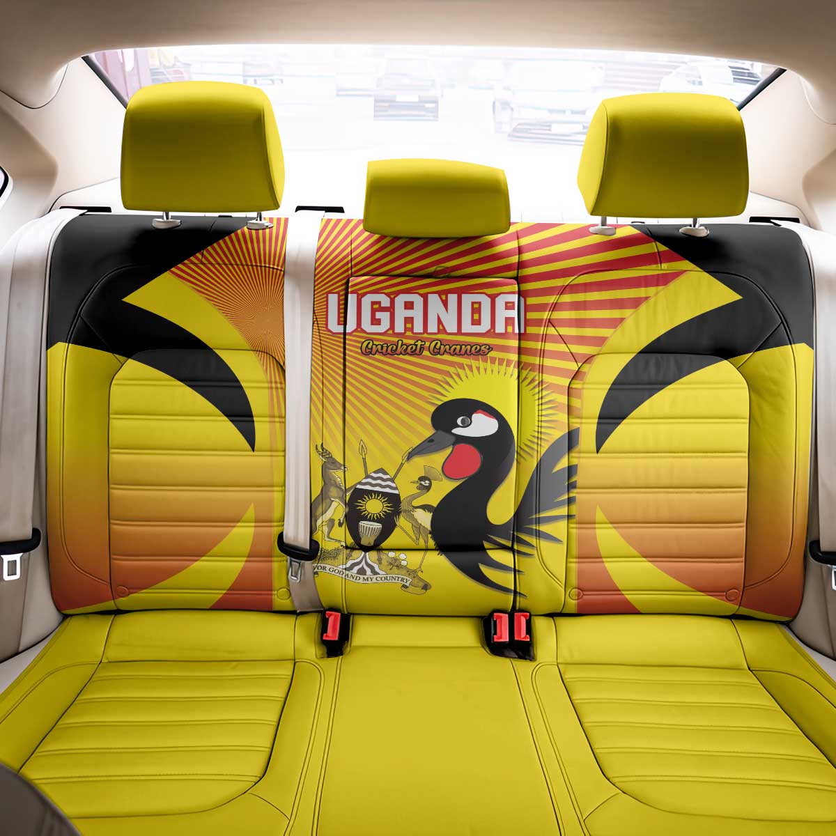 Uganda Cricket Back Car Seat Cover Go Cricket Cranes Go - Wonder Print Shop