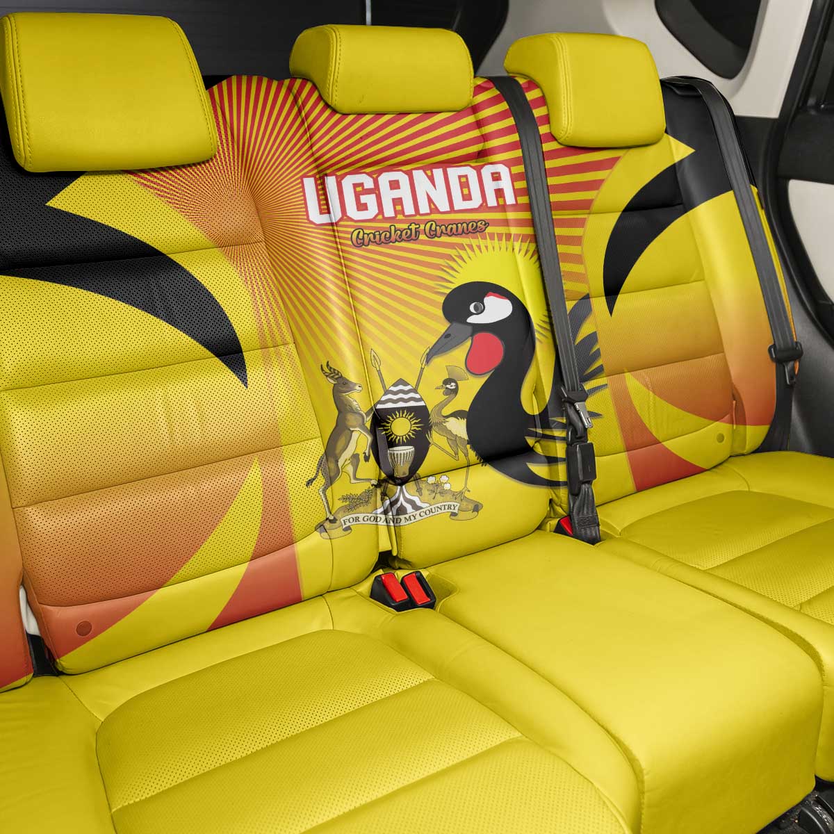 Uganda Cricket Back Car Seat Cover Go Cricket Cranes Go - Wonder Print Shop