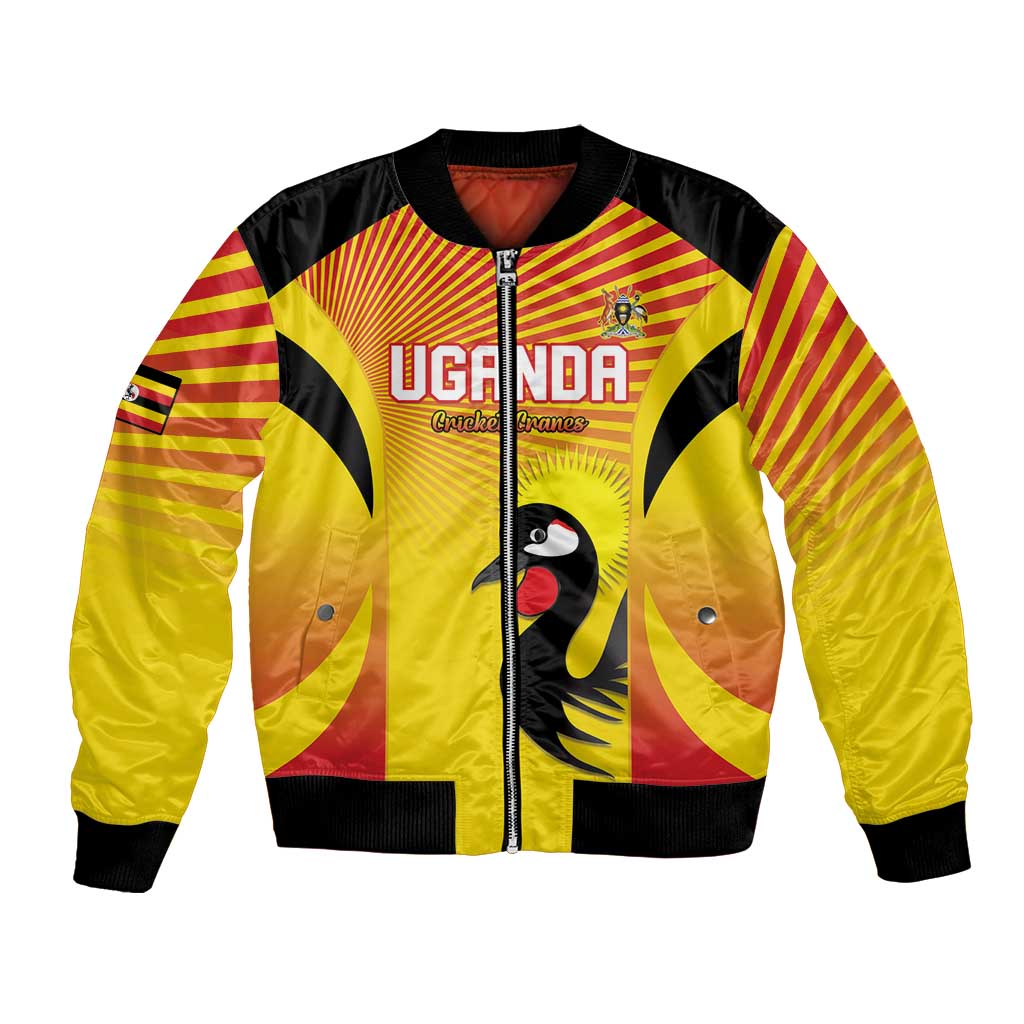 Custom Uganda Cricket Bomber Jacket Go Cricket Cranes Go - Wonder Print Shop