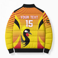 Custom Uganda Cricket Bomber Puffer Jacket Go Cricket Cranes Go - Wonder Print Shop
