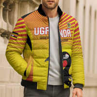Custom Uganda Cricket Bomber Puffer Jacket Go Cricket Cranes Go - Wonder Print Shop