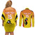Custom Uganda Cricket Couples Matching Off Shoulder Short Dress and Long Sleeve Button Shirt Go Cricket Cranes Go - Wonder Print Shop