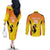 Custom Uganda Cricket Couples Matching Off The Shoulder Long Sleeve Dress and Long Sleeve Button Shirt Go Cricket Cranes Go - Wonder Print Shop