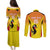 Custom Uganda Cricket Couples Matching Puletasi and Long Sleeve Button Shirt Go Cricket Cranes Go - Wonder Print Shop