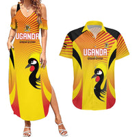 Custom Uganda Cricket Couples Matching Summer Maxi Dress and Hawaiian Shirt Go Cricket Cranes Go - Wonder Print Shop