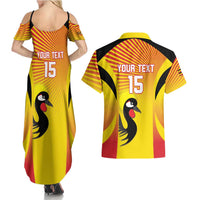 Custom Uganda Cricket Couples Matching Summer Maxi Dress and Hawaiian Shirt Go Cricket Cranes Go - Wonder Print Shop