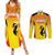 Custom Uganda Cricket Couples Matching Summer Maxi Dress and Long Sleeve Button Shirt Go Cricket Cranes Go - Wonder Print Shop