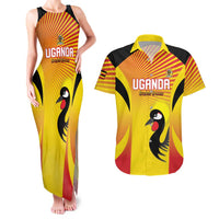 Custom Uganda Cricket Couples Matching Tank Maxi Dress and Hawaiian Shirt Go Cricket Cranes Go - Wonder Print Shop