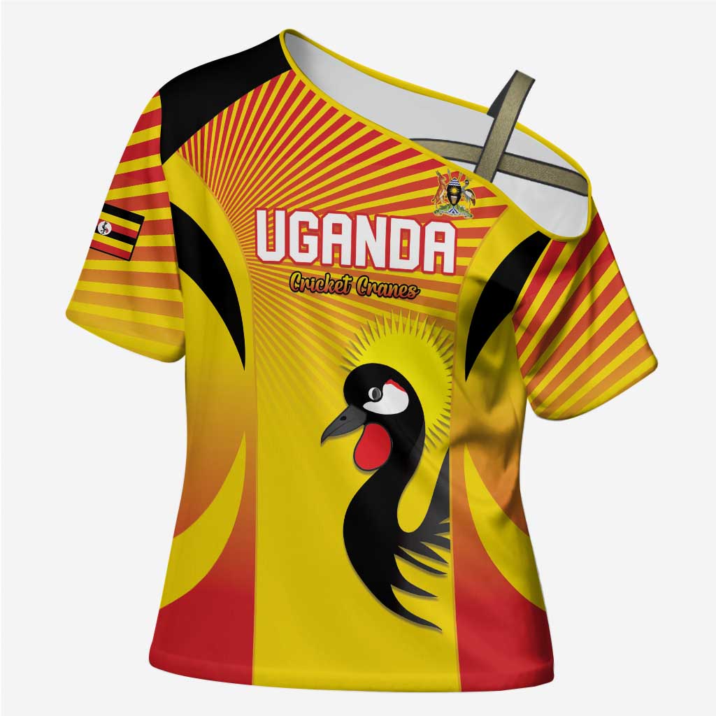 Custom Uganda Cricket Cross Shoulder Shirt Go Cricket Cranes Go - Wonder Print Shop