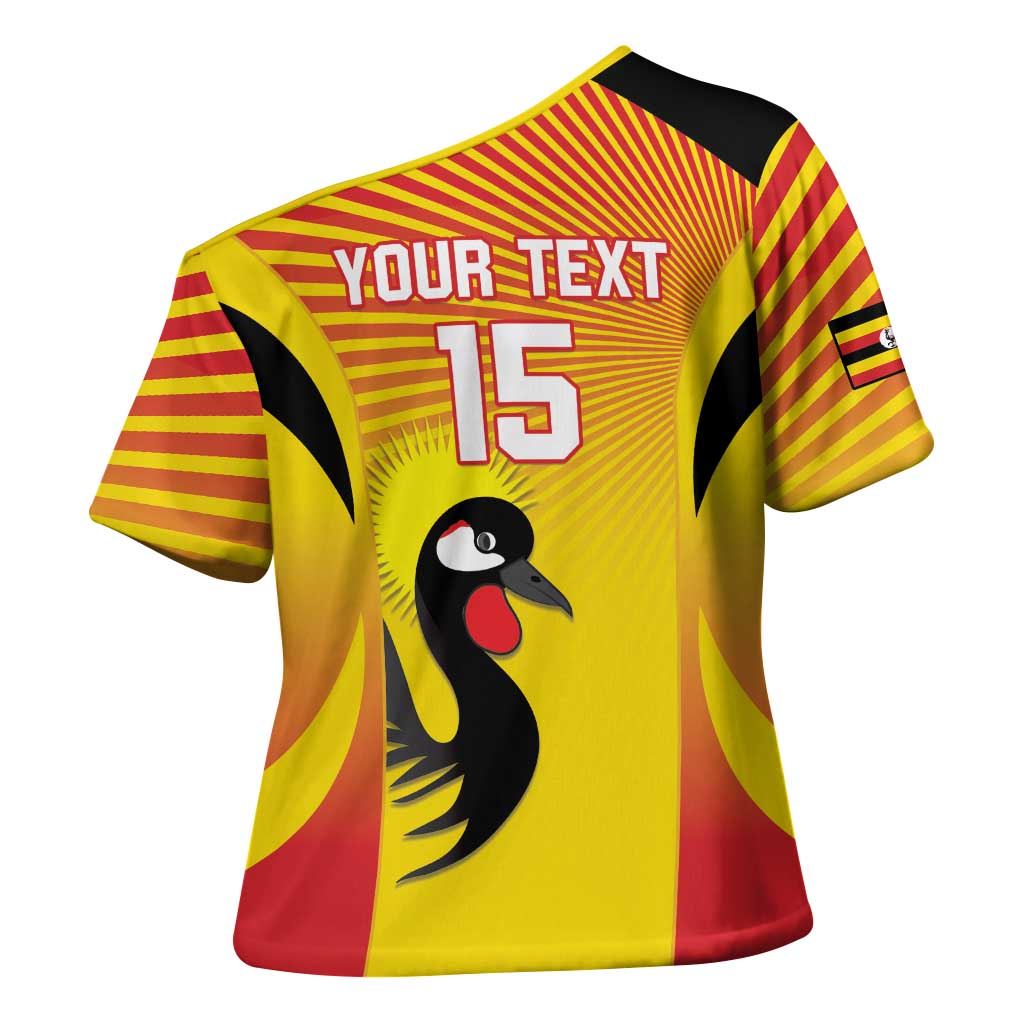 Custom Uganda Cricket Cross Shoulder Shirt Go Cricket Cranes Go - Wonder Print Shop