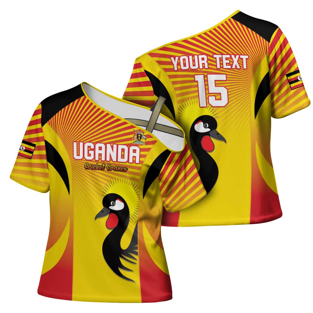 Custom Uganda Cricket Cross Shoulder Shirt Go Cricket Cranes Go - Wonder Print Shop