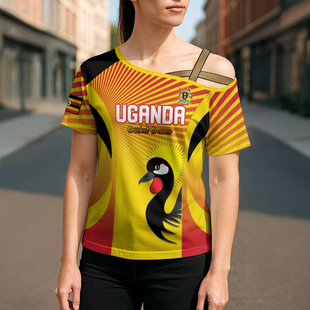 Custom Uganda Cricket Cross Shoulder Shirt Go Cricket Cranes Go - Wonder Print Shop