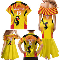 Custom Uganda Cricket Family Matching Mermaid Dress and Hawaiian Shirt Go Cricket Cranes Go - Wonder Print Shop