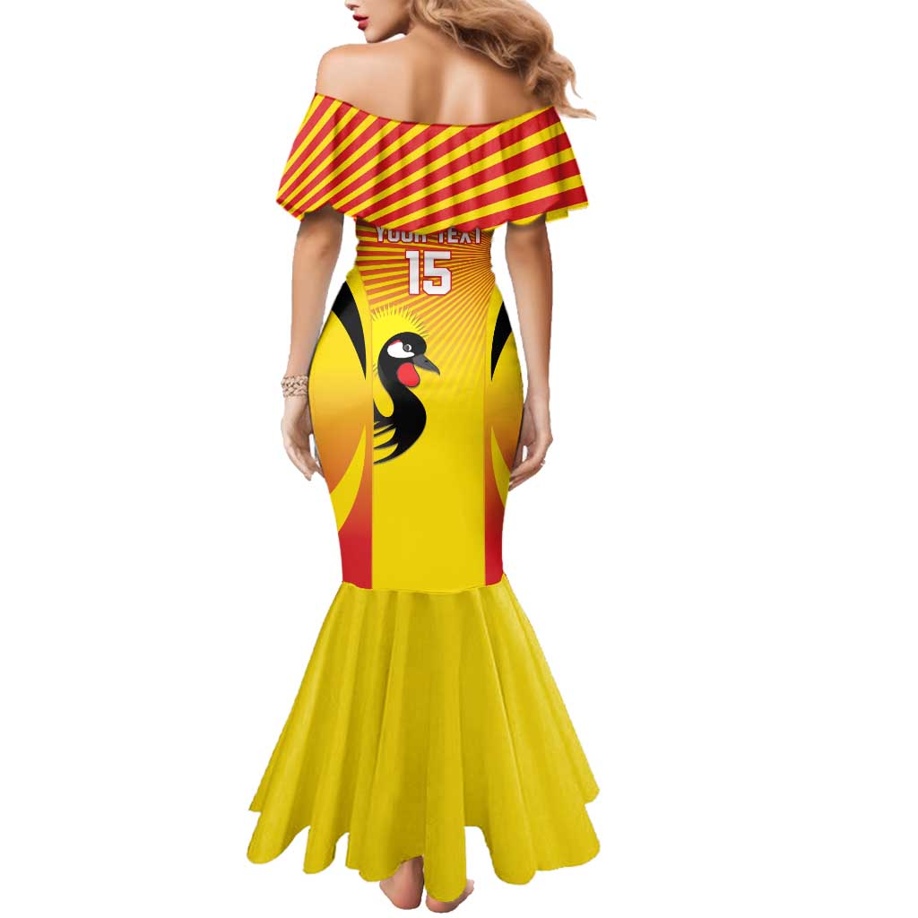 Custom Uganda Cricket Family Matching Mermaid Dress and Hawaiian Shirt Go Cricket Cranes Go - Wonder Print Shop