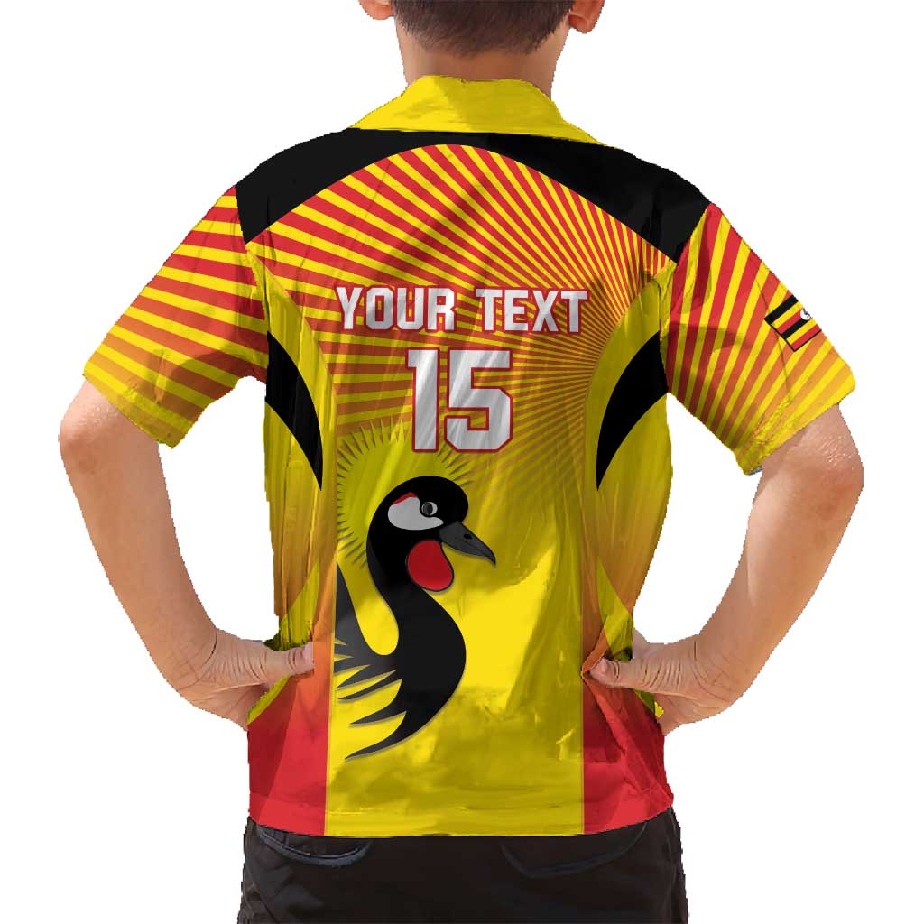 Custom Uganda Cricket Family Matching Off Shoulder Maxi Dress and Hawaiian Shirt Go Cricket Cranes Go - Wonder Print Shop