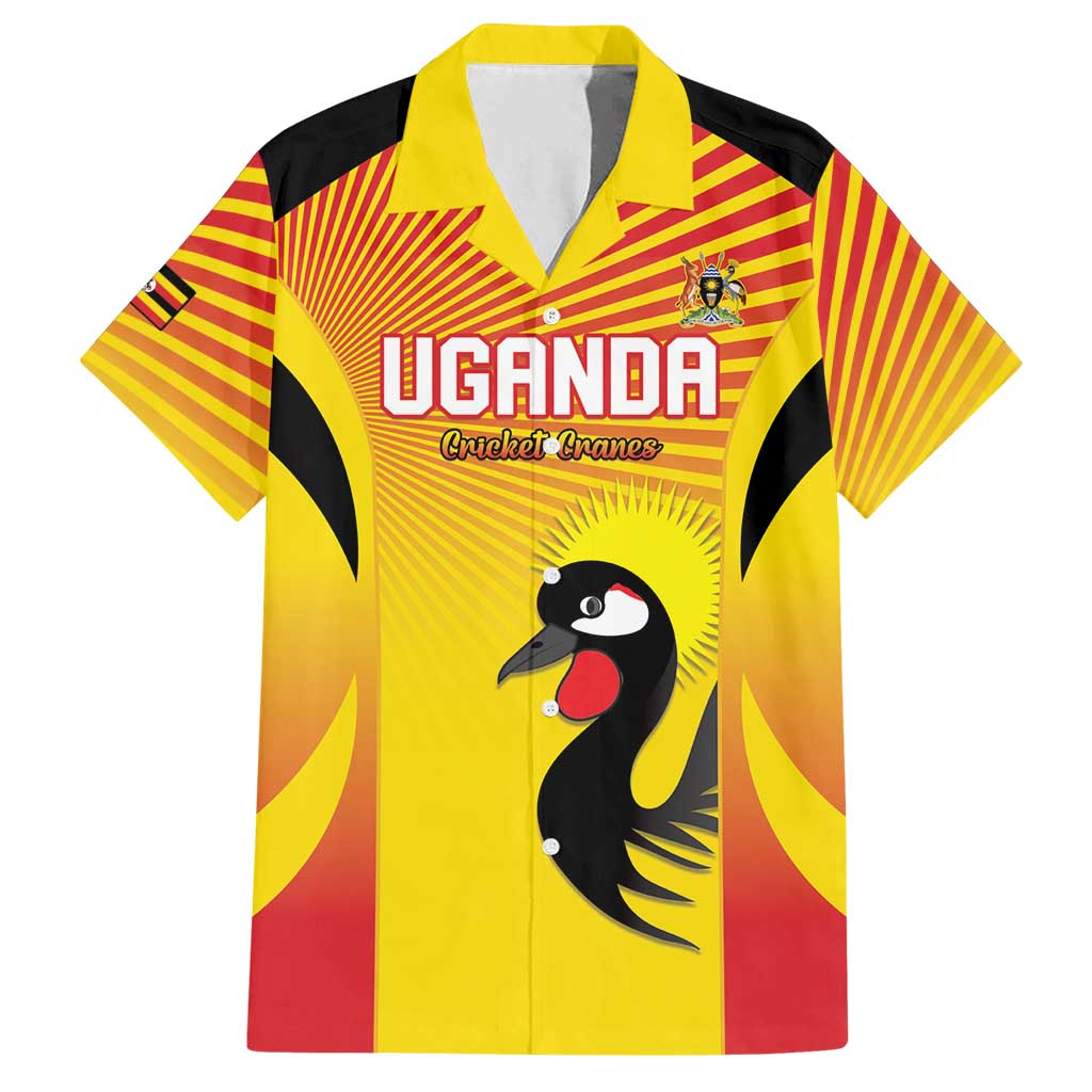 Custom Uganda Cricket Family Matching Off Shoulder Maxi Dress and Hawaiian Shirt Go Cricket Cranes Go - Wonder Print Shop