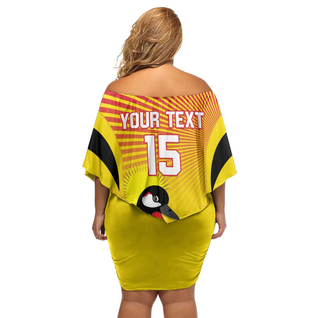Custom Uganda Cricket Family Matching Off Shoulder Short Dress and Hawaiian Shirt Go Cricket Cranes Go - Wonder Print Shop