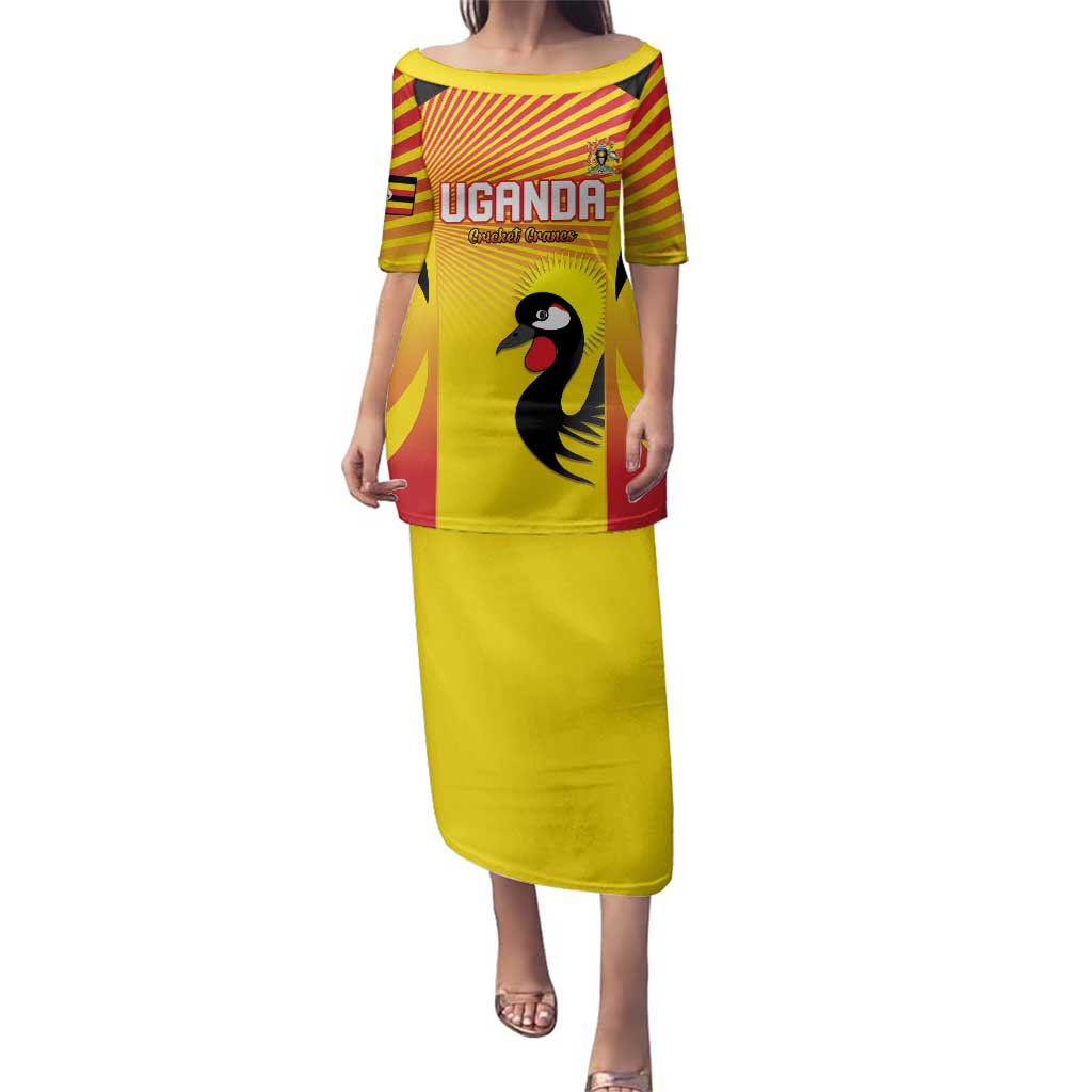 Custom Uganda Cricket Family Matching Puletasi and Hawaiian Shirt Go Cricket Cranes Go - Wonder Print Shop