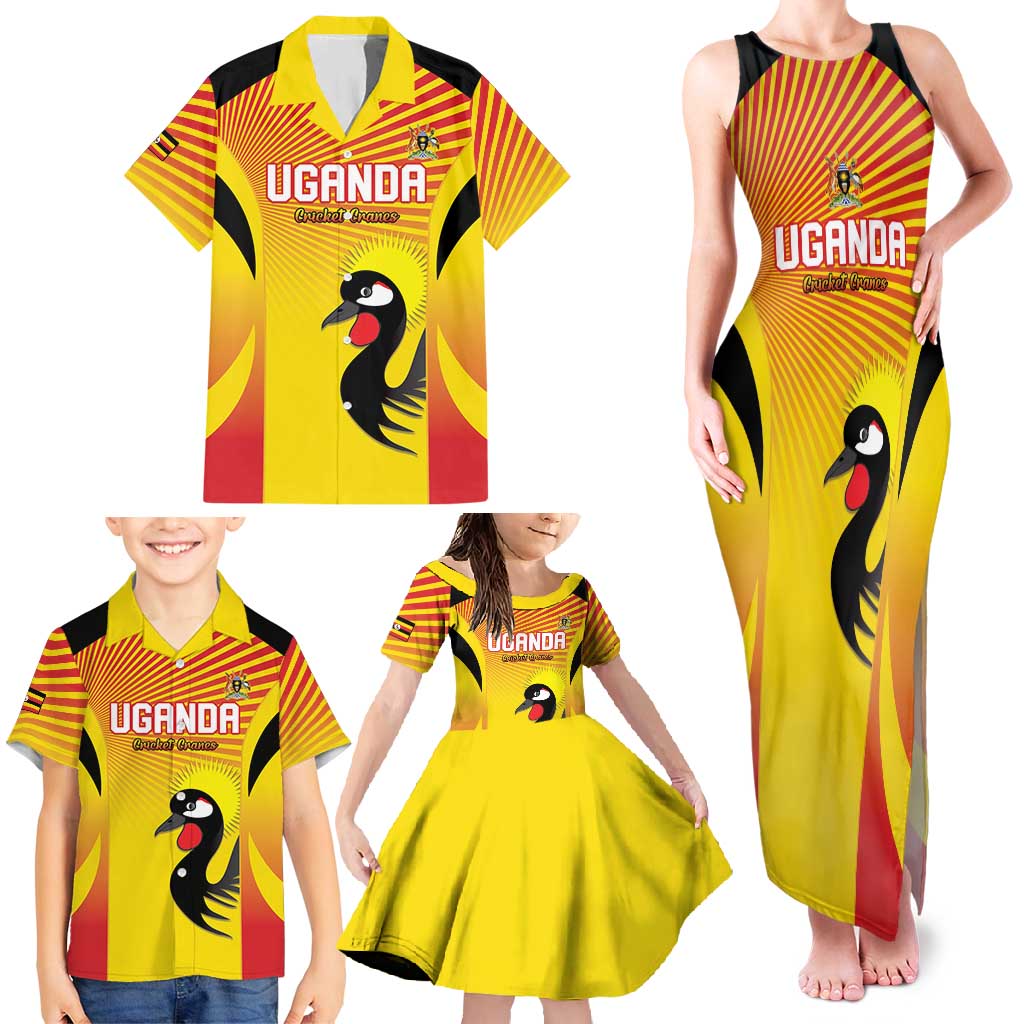 Custom Uganda Cricket Family Matching Tank Maxi Dress and Hawaiian Shirt Go Cricket Cranes Go - Wonder Print Shop
