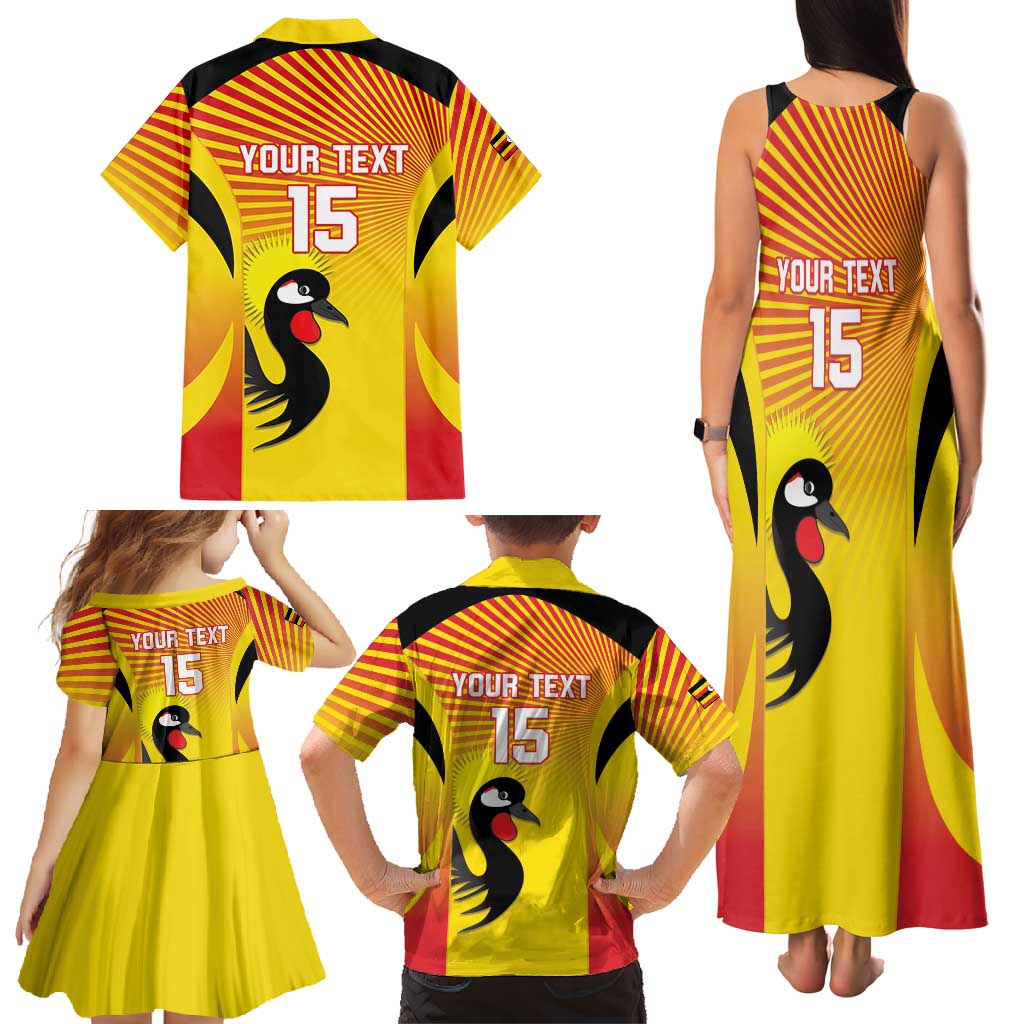 Custom Uganda Cricket Family Matching Tank Maxi Dress and Hawaiian Shirt Go Cricket Cranes Go - Wonder Print Shop