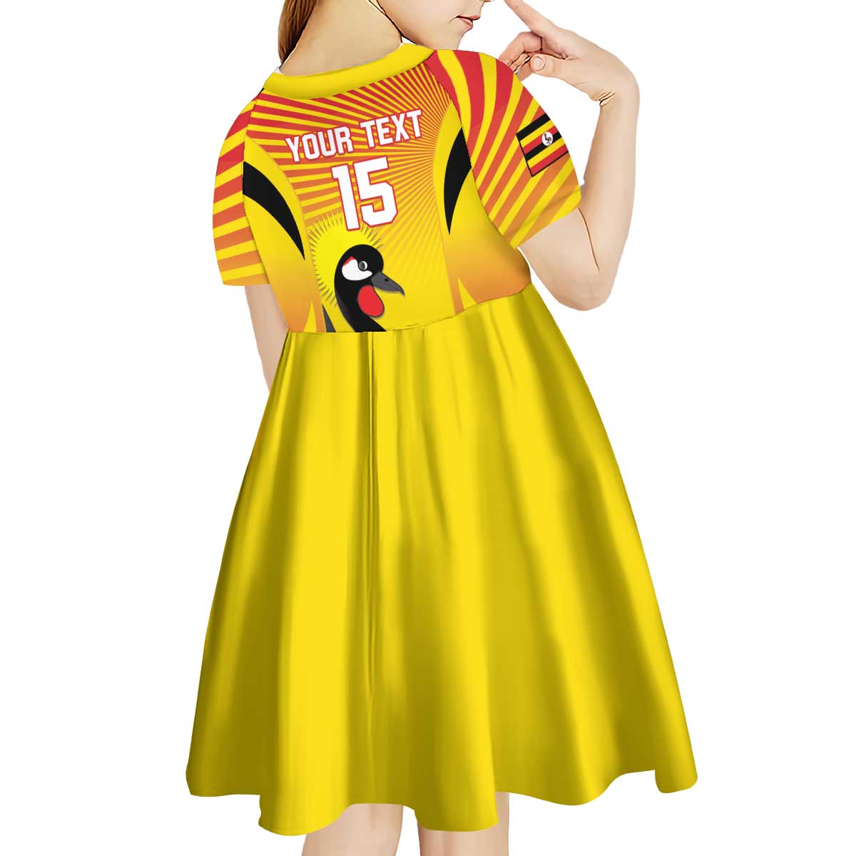 Custom Uganda Cricket Kid Short Sleeve Dress Go Cricket Cranes Go - Wonder Print Shop