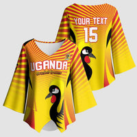 Custom Uganda Cricket Kimono Sleeve Blouse Go Cricket Cranes Go - Wonder Print Shop