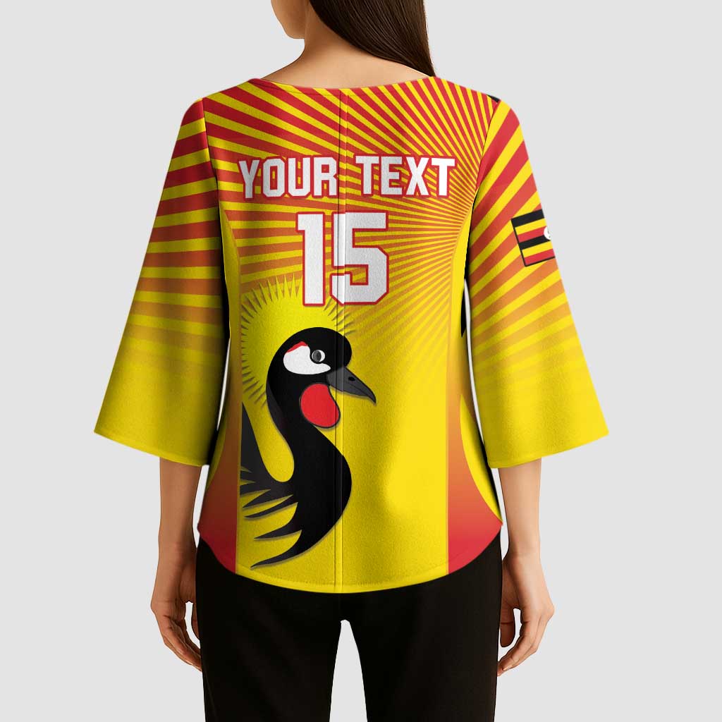 Custom Uganda Cricket Kimono Sleeve Blouse Go Cricket Cranes Go - Wonder Print Shop