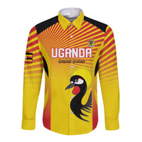 Custom Uganda Cricket Long Sleeve Button Shirt Go Cricket Cranes Go - Wonder Print Shop