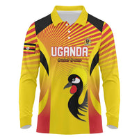Custom Uganda Cricket Long Sleeve Polo Shirt Go Cricket Cranes Go - Wonder Print Shop