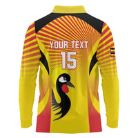 Custom Uganda Cricket Long Sleeve Polo Shirt Go Cricket Cranes Go - Wonder Print Shop