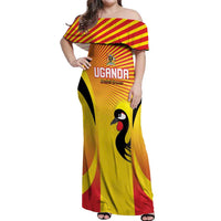 Custom Uganda Cricket Off Shoulder Maxi Dress Go Cricket Cranes Go - Wonder Print Shop
