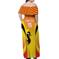 Custom Uganda Cricket Off Shoulder Maxi Dress Go Cricket Cranes Go - Wonder Print Shop