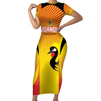 Custom Uganda Cricket Short Sleeve Bodycon Dress Go Cricket Cranes Go - Wonder Print Shop