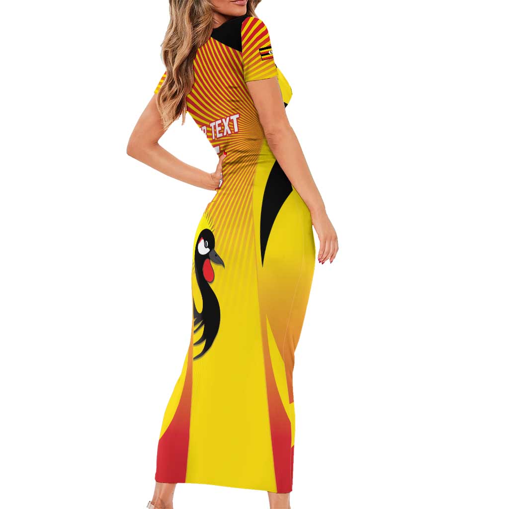 Custom Uganda Cricket Short Sleeve Bodycon Dress Go Cricket Cranes Go - Wonder Print Shop