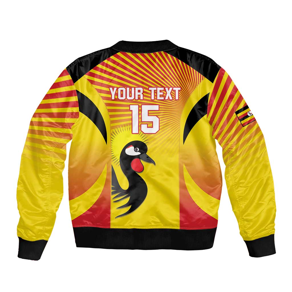 Custom Uganda Cricket Sleeve Zip Bomber Jacket Go Cricket Cranes Go - Wonder Print Shop