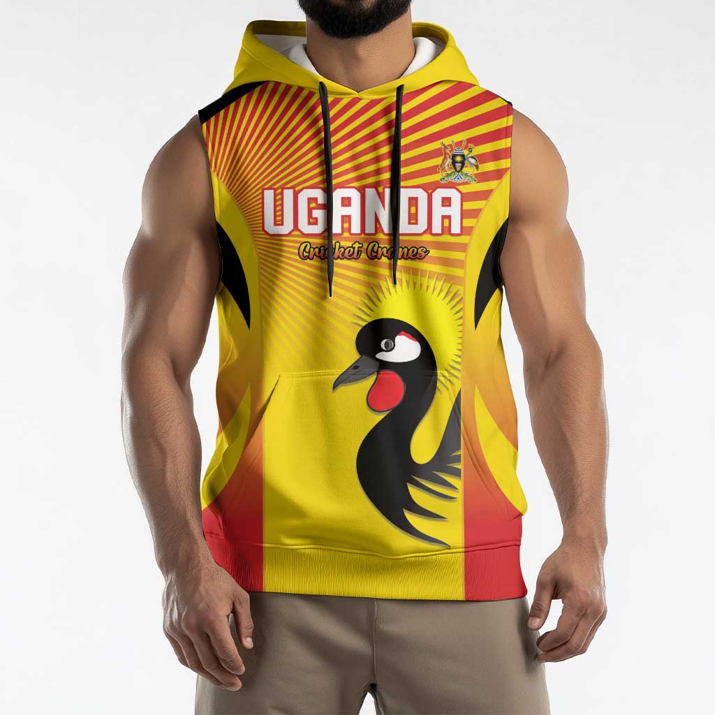 Custom Uganda Cricket Sleeveless Hoodie Go Cricket Cranes Go - Wonder Print Shop
