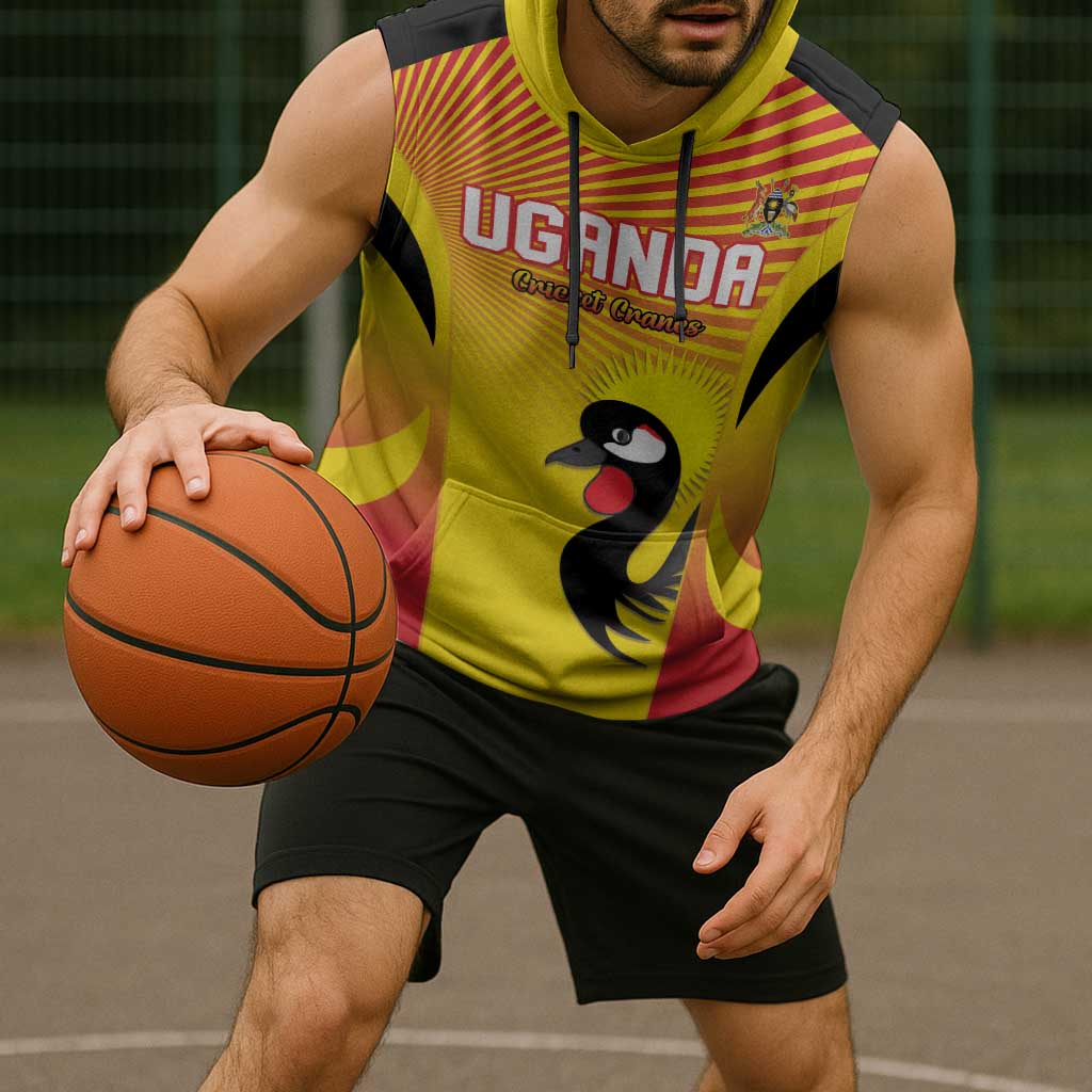 Custom Uganda Cricket Sleeveless Hoodie Go Cricket Cranes Go - Wonder Print Shop
