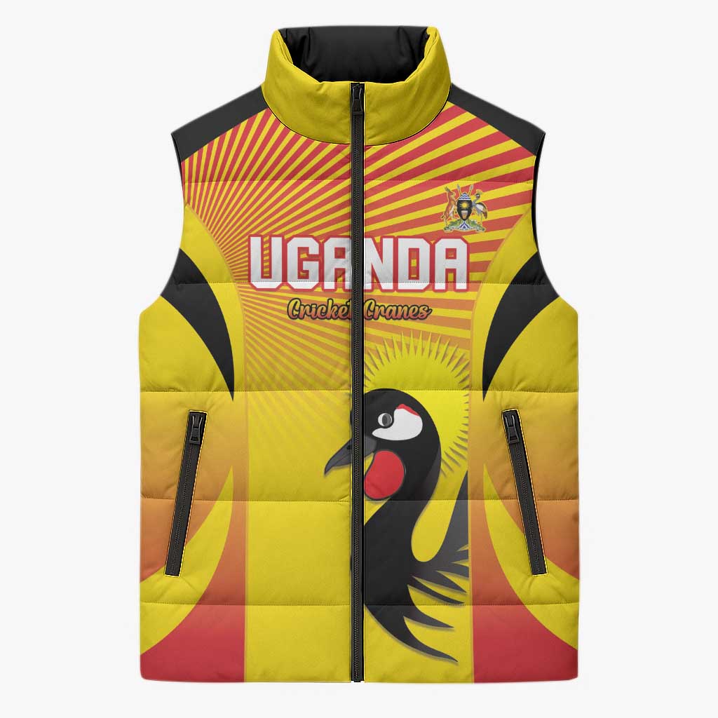 Custom Uganda Cricket Sleeveless Puffer Jacket Go Cricket Cranes Go - Wonder Print Shop