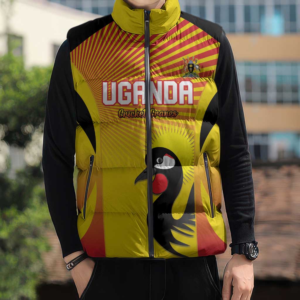 Custom Uganda Cricket Sleeveless Puffer Jacket Go Cricket Cranes Go - Wonder Print Shop