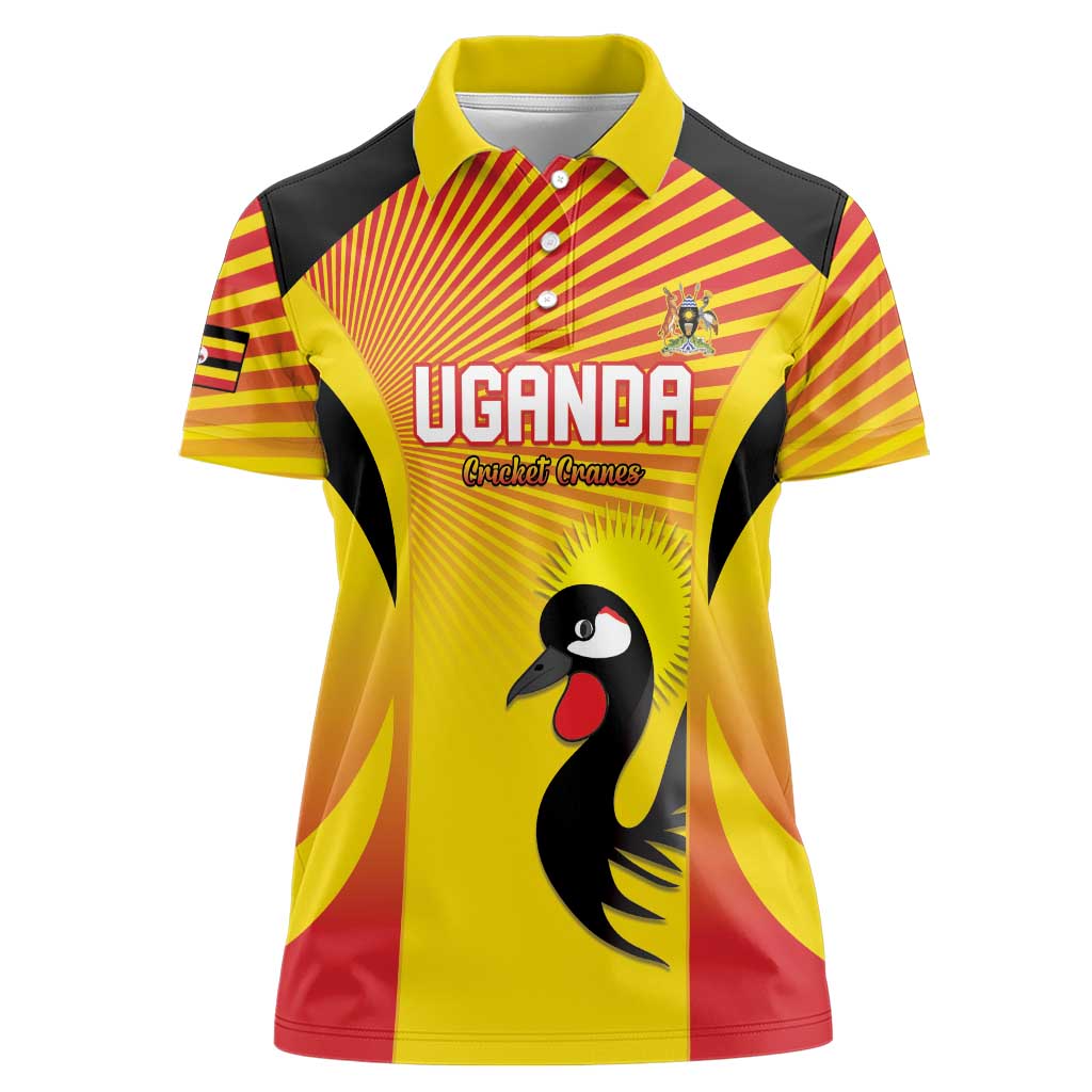 Custom Uganda Cricket Women Polo Shirt Go Cricket Cranes Go - Wonder Print Shop