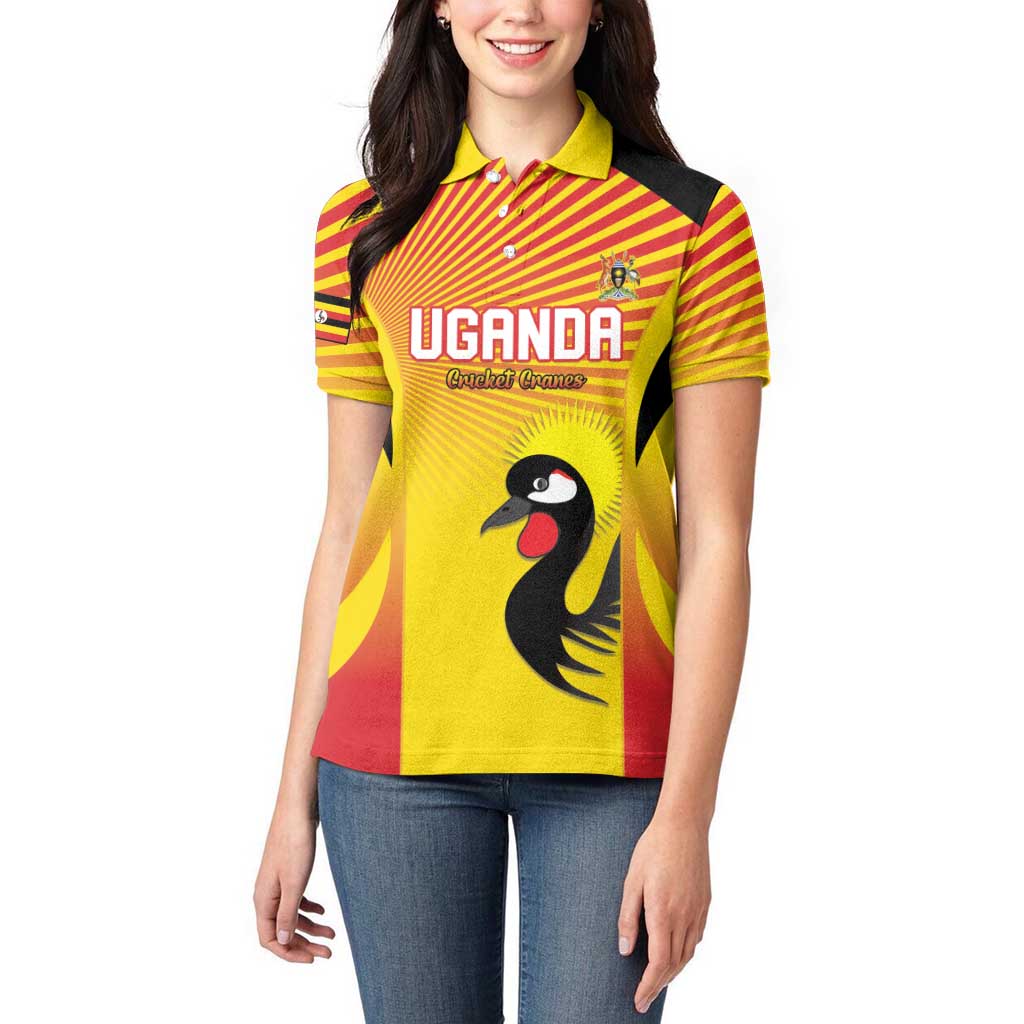 Custom Uganda Cricket Women Polo Shirt Go Cricket Cranes Go - Wonder Print Shop