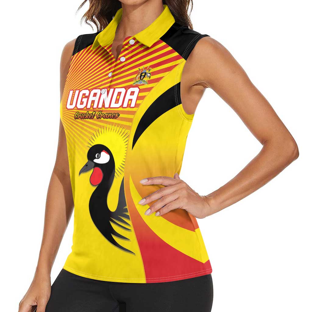 Custom Uganda Cricket Women Sleeveless Polo Shirt Go Cricket Cranes Go - Wonder Print Shop
