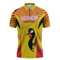 Custom Uganda Cricket Zipper Polo Shirt Go Cricket Cranes Go - Wonder Print Shop