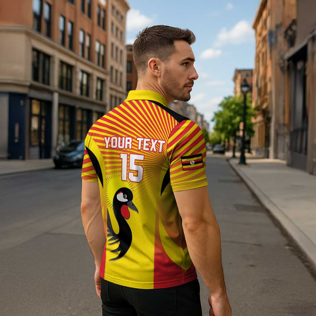 Custom Uganda Cricket Zipper Polo Shirt Go Cricket Cranes Go - Wonder Print Shop
