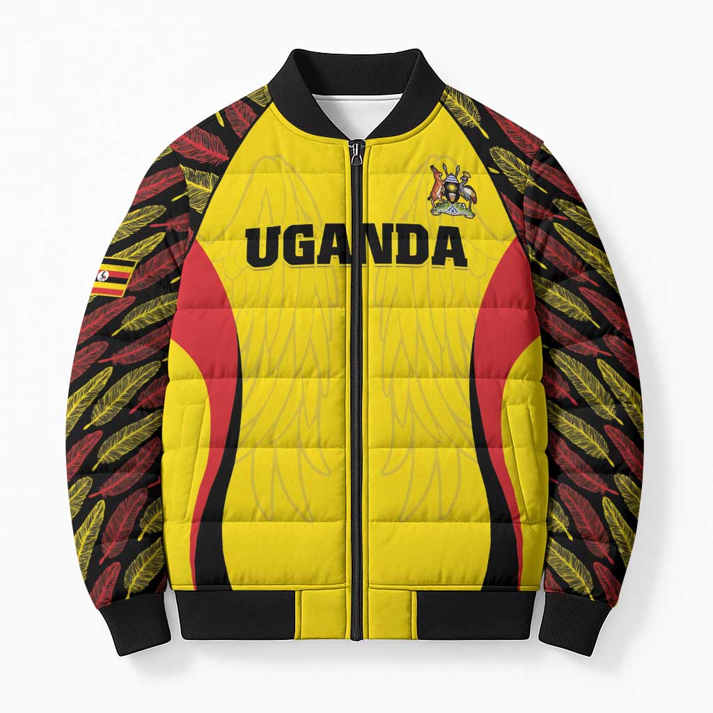 Custom Uganda Cricket Bomber Puffer Jacket Go Cricket Cranes - Wonder Print Shop