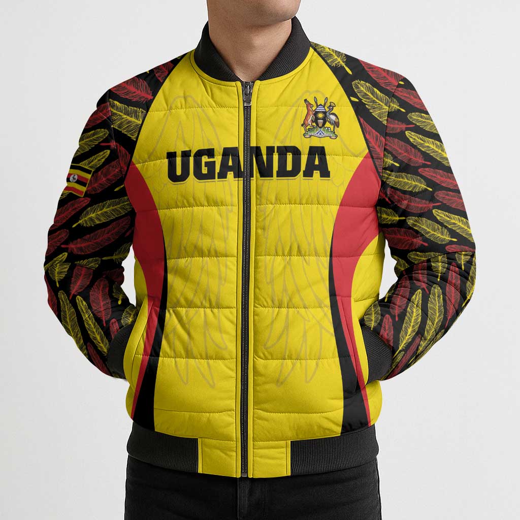 Custom Uganda Cricket Bomber Puffer Jacket Go Cricket Cranes - Wonder Print Shop